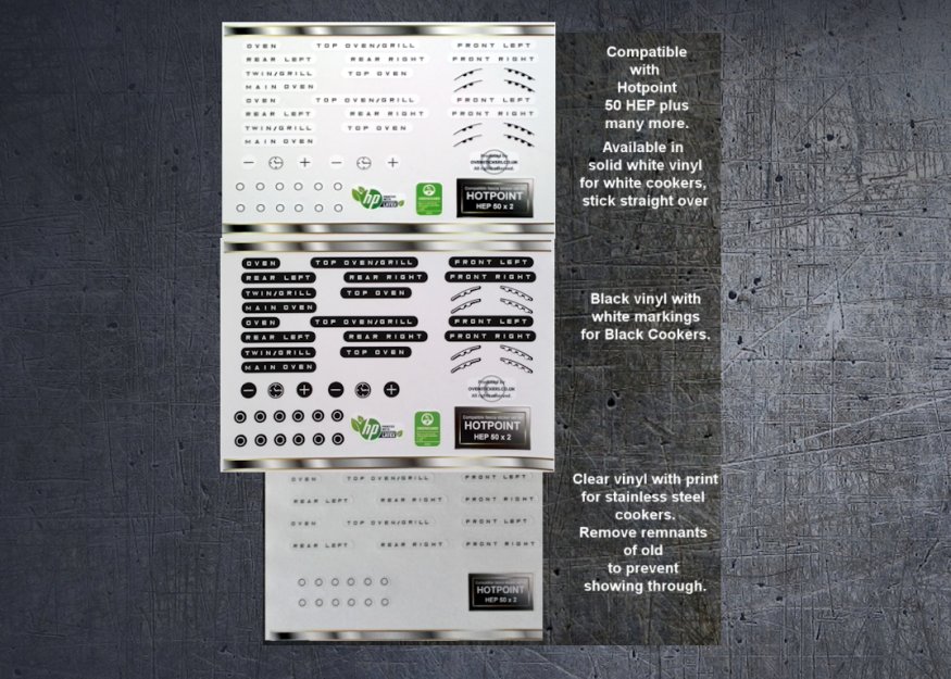 (image for) Hotpoint compatible fascia indicator stickers, 50HEP plus more. - Click Image to Close