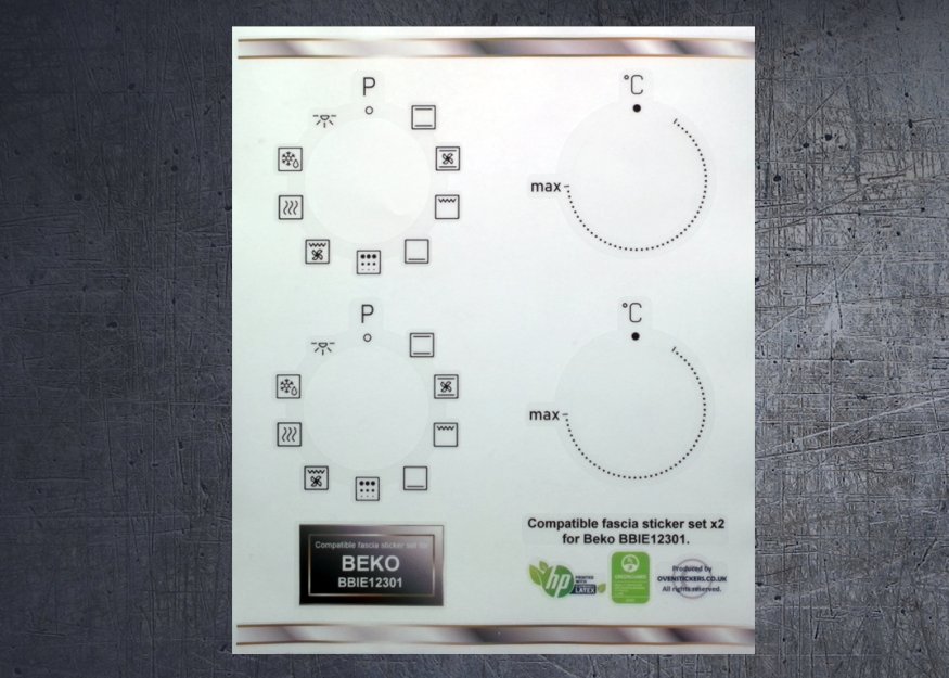 (image for) Beko BBIE12301 Compatible fascia sticker set x2. - Click Image to Close