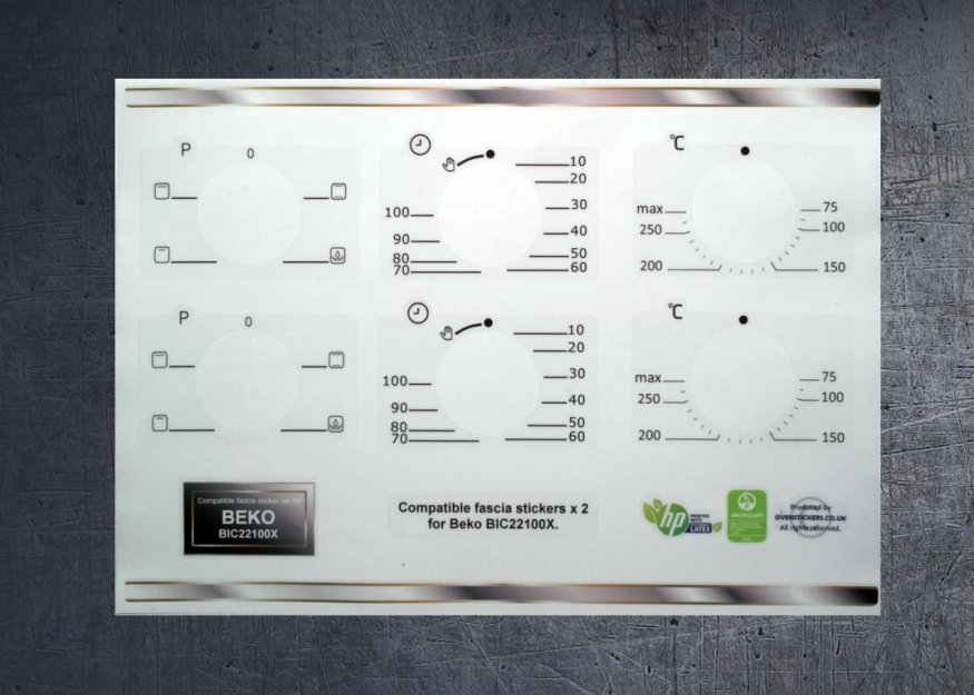 (image for) Beko BIC22100X compatible fascia sticker set x2. - Click Image to Close
