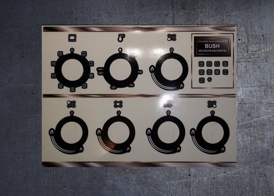 (image for) Bush BSC90DFB, BSC90DFSS Compatible fascia vinyl sticker set. - Click Image to Close