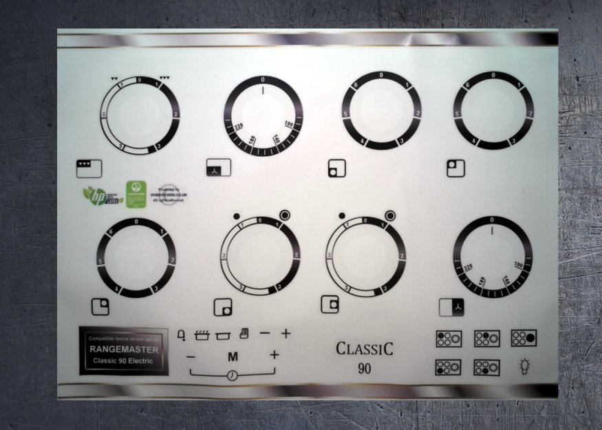 (image for) Rangemaster Classic 90 Electric compatible fascia sticker set. - Click Image to Close