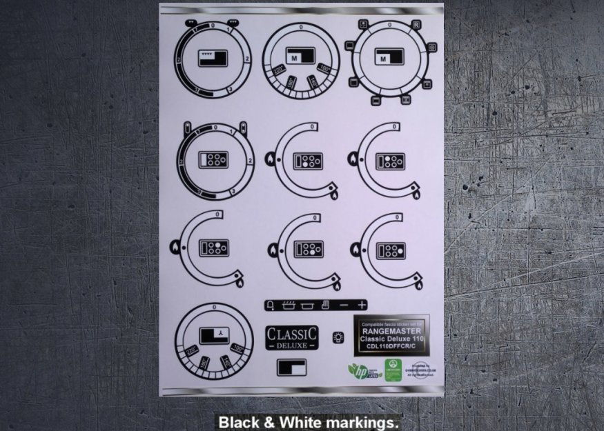 (image for) Rangemaster Classic Deluxe 110 DF Compatible fascia sticker set. - Click Image to Close