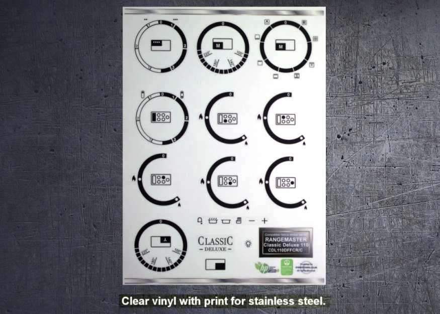 (image for) Rangemaster Classic Deluxe 110 DF Compatible fascia sticker set. - Click Image to Close