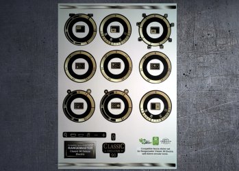 (image for) Rangemaster Classic deluxe 90 Electric compatible fascia sticker set, 62mm.