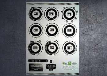 (image for) Rangemaster Classic deluxe 90 Electric compatible fascia sticker set, 62mm.