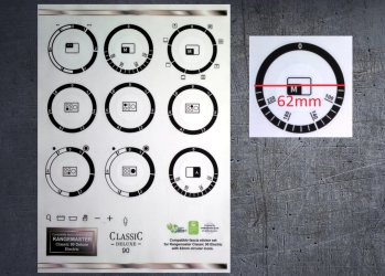 (image for) Rangemaster Classic deluxe 90 Electric compatible fascia sticker set, 62mm.