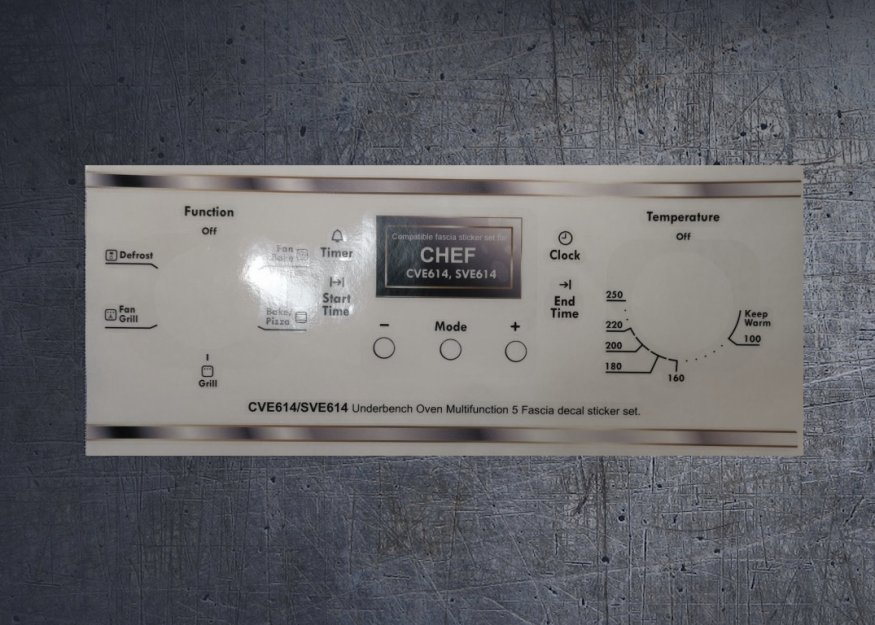 (image for) Chef CVE614, SVE614 compatible fascia decal sticker set. - Click Image to Close