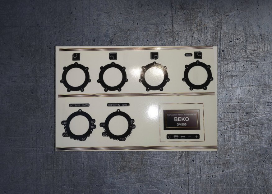 (image for) Beko D532 50cm compatible electric cooker fascia sticker set. - Click Image to Close
