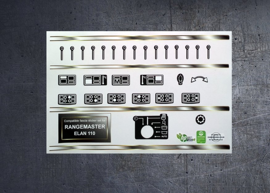 (image for) Rangemaster Elan 110 Compatible fascia sticker set. - Click Image to Close