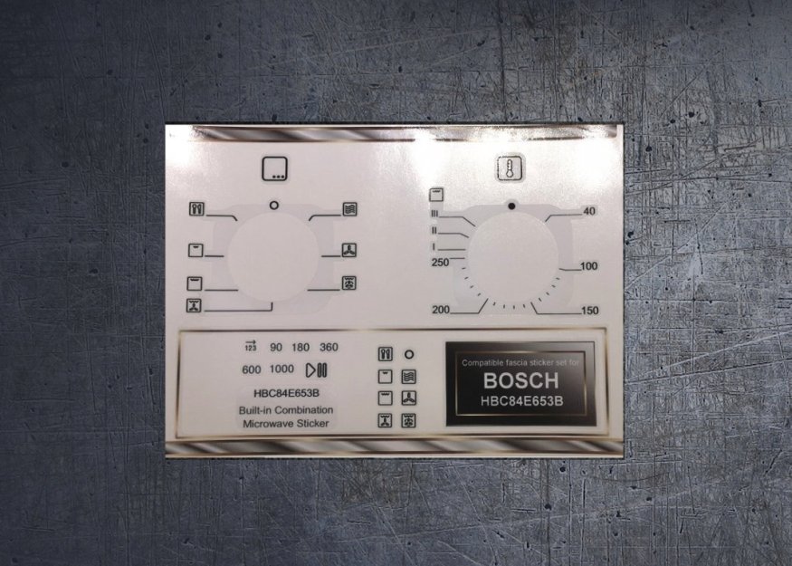 (image for) Bosch HBC84E653B compatible fascia sticker set. - Click Image to Close