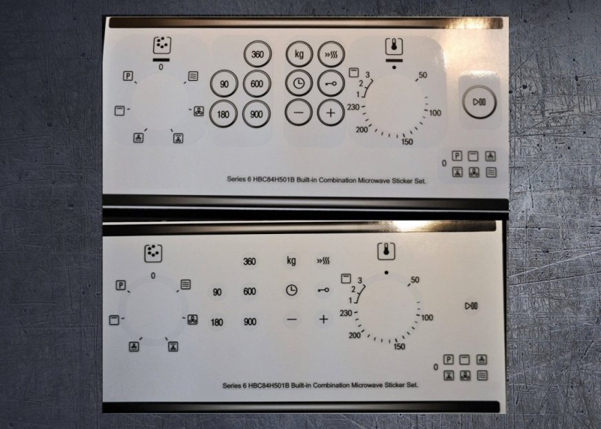 (image for) Bosch HBC84H501B compatible combi microwave sticker set. - Click Image to Close