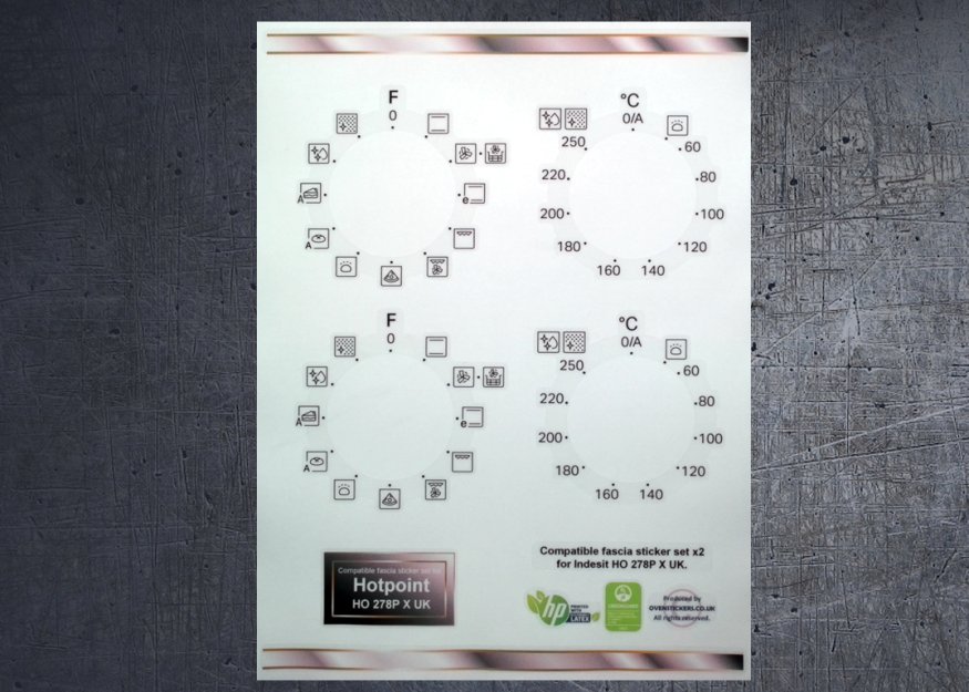 (image for) Hotpoint HO 278P X UK Compatible fascia sticker set x2. - Click Image to Close
