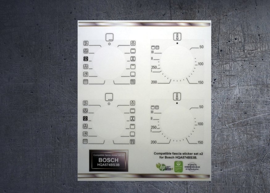 (image for) Bosch HQA574BS3B, HQA574BB3B Compatible fascia sticker set x2. - Click Image to Close
