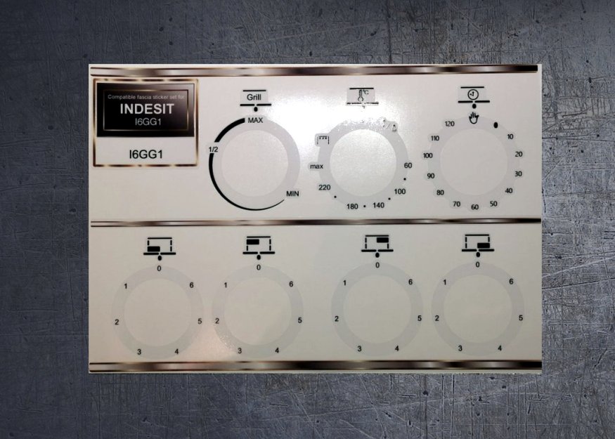 (image for) INDESIT I6GG1 compatible cooker front panel sticker set. - Click Image to Close