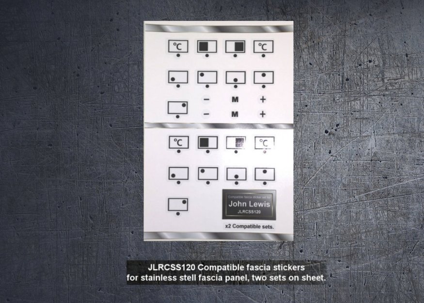(image for) John Lewis JLRCSS120 compatible front panel fascia stickers. - Click Image to Close