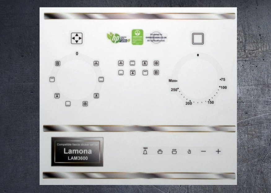 (image for) Lamona LAM3600 fan oven compatible panel fascia sticker set. - Click Image to Close