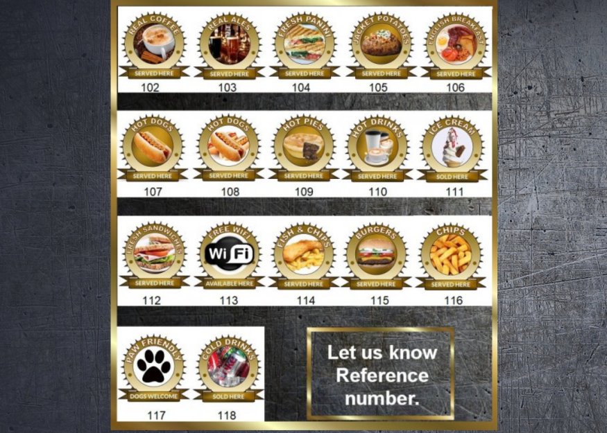 (image for) Food sale stickers suitable for catering vehicles, signs etc. - Click Image to Close