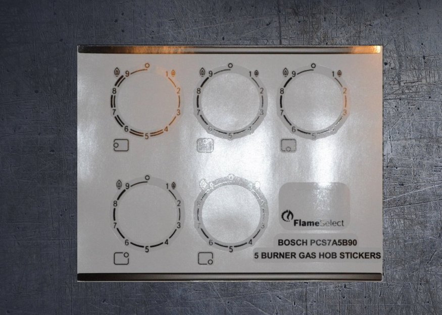 (image for) Bosch PCS7A5B90 compatible 5 burner hob stickers. - Click Image to Close