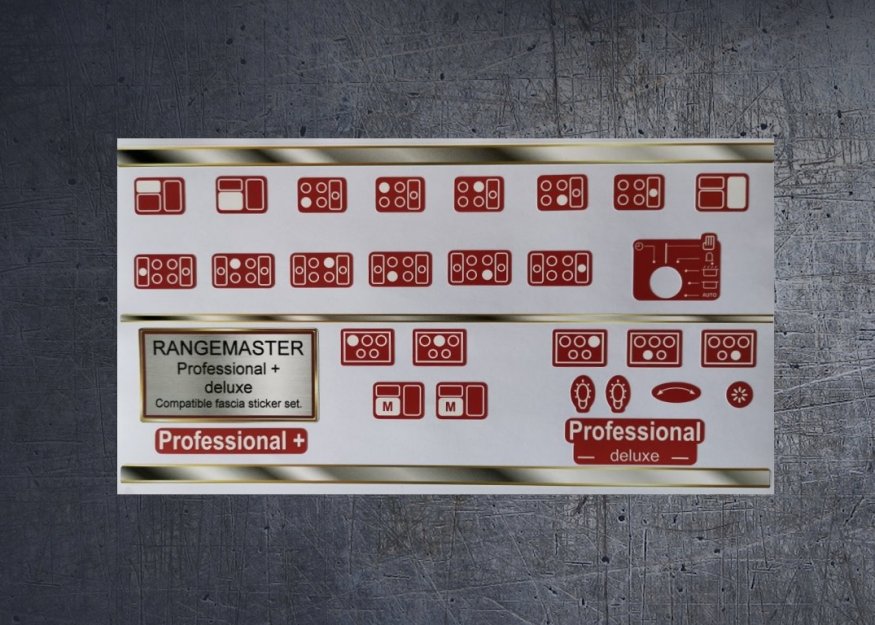 (image for) Rangemaster Professional + & deluxe compatible panel fascia sticker set. - Click Image to Close