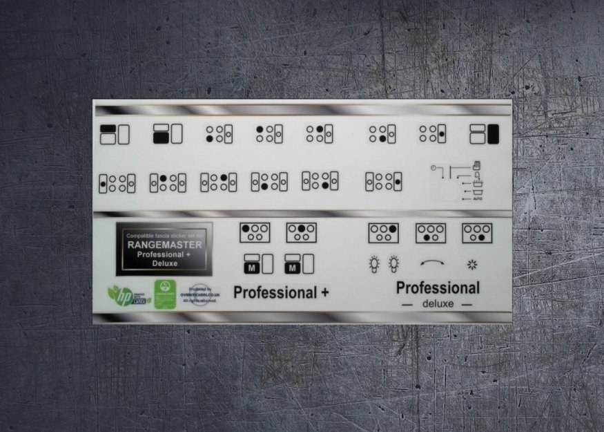(image for) Rangemaster Professional + & deluxe compatible panel fascia sticker set. - Click Image to Close