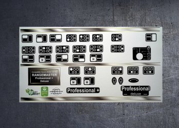 (image for) Rangemaster Professional + & deluxe compatible panel fascia sticker set.