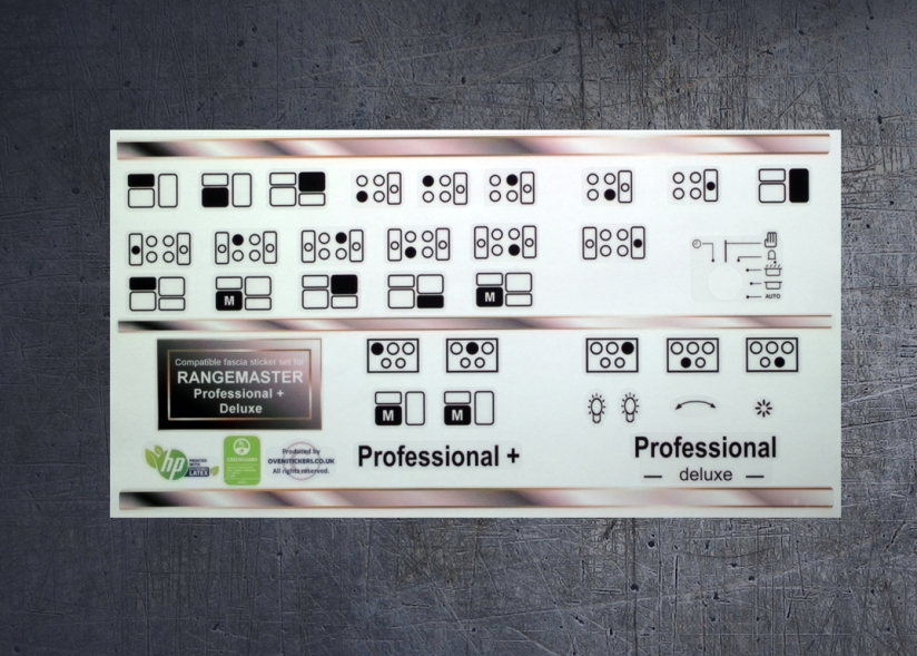 (image for) Rangemaster Professional + & deluxe compatible panel fascia sticker set. - Click Image to Close