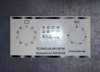 (image for) Econolux (myappliances) Art28755, Ref28755 compatible panel fascia sticker set.