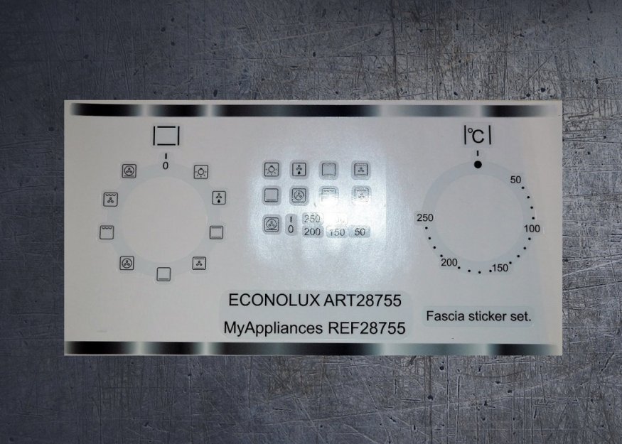 (image for) Econolux (myappliances) Art28755, Ref28755 compatible panel fascia sticker set. - Click Image to Close
