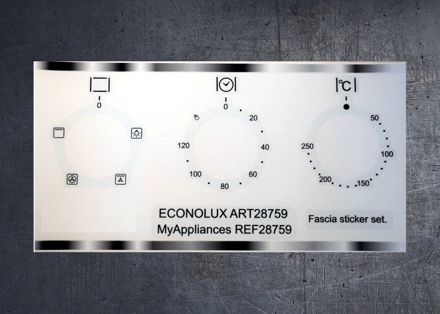 (image for) Econolux (myappliances) Art28759, Ref28759 compatible panel fascia sticker set. - Click Image to Close