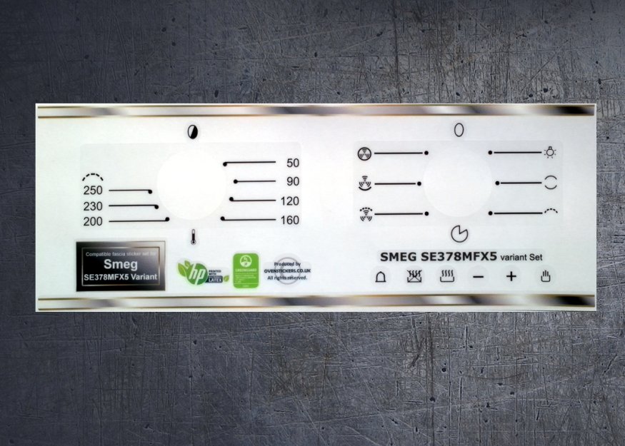 (image for) Smeg SE378MFX5 variant compatible panel fascia sticker set. - Click Image to Close