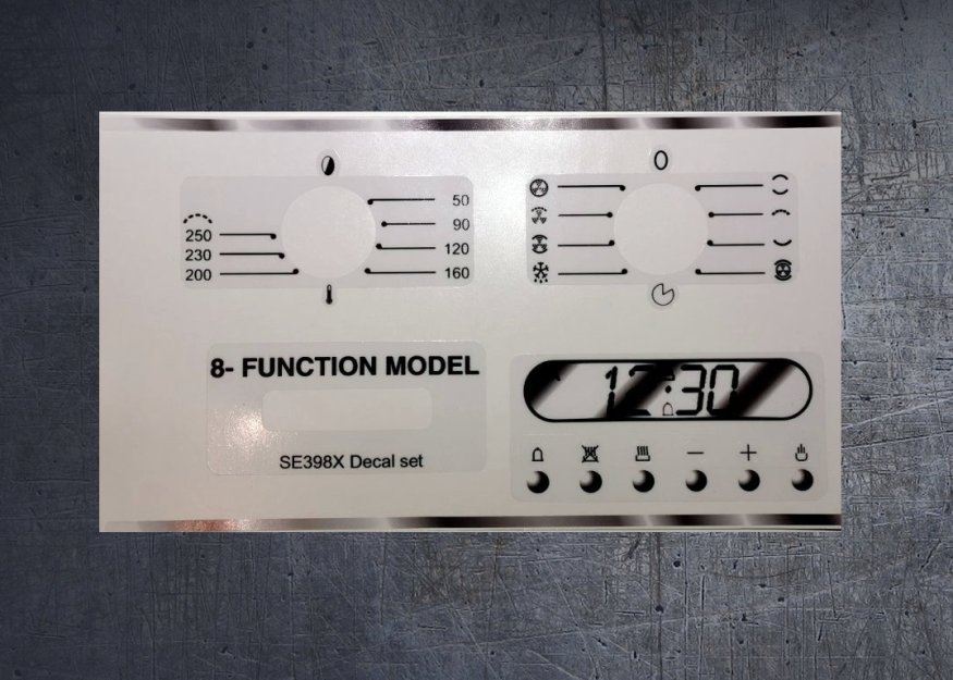 (image for) Smeg SE398X 8 function compatible panel fascia sticker set. - Click Image to Close