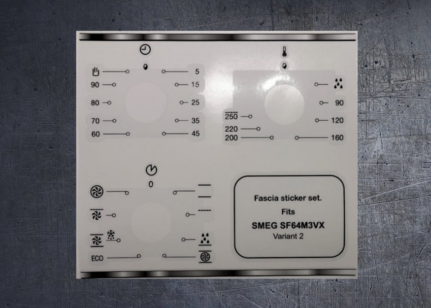 (image for) Smeg SF64M3VX compatible fascia sticker set. - Click Image to Close