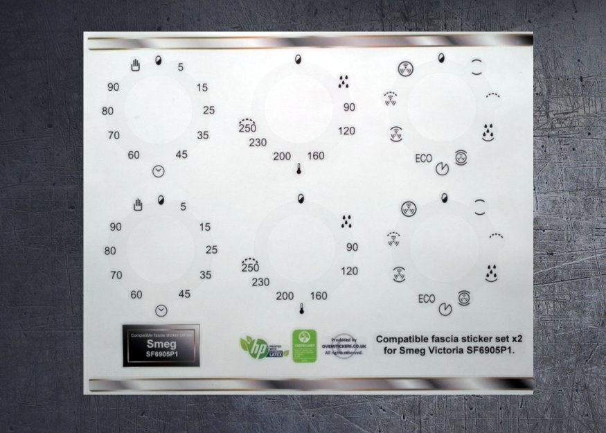(image for) Smeg SF6905P1 Compatible fascia sticker set x2. - Click Image to Close