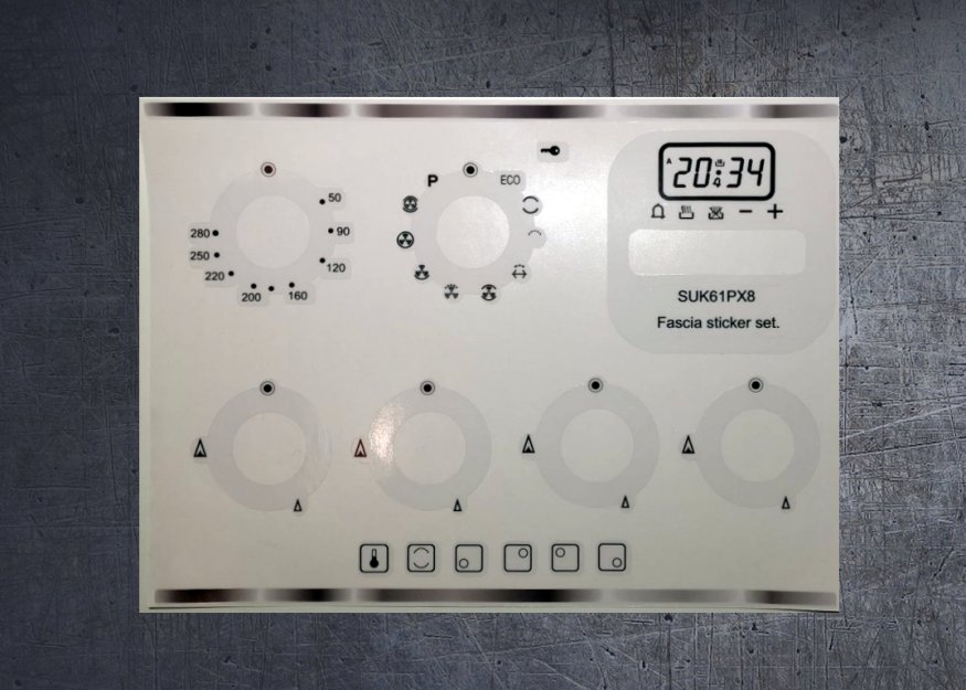 (image for) Smeg SUK61PX8 compatible panel fascia sticker set. - Click Image to Close