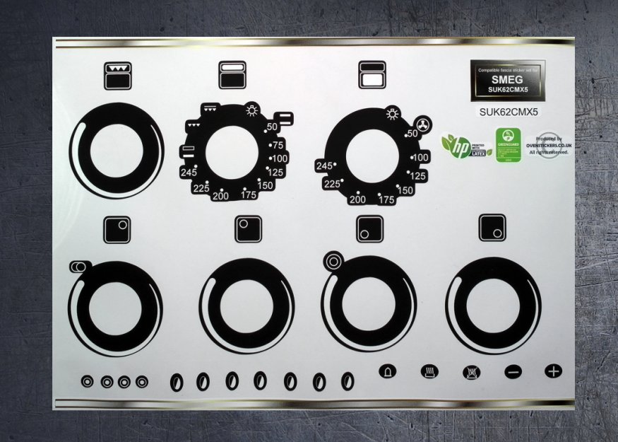 (image for) Smeg SUK62CMX5 compatible panel fascia sticker set. - Click Image to Close
