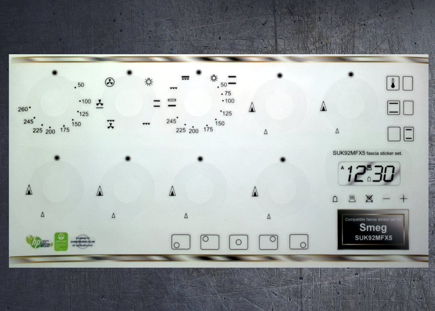 (image for) Smeg SUK92MFX5 compatible panel fascia sticker set. - Click Image to Close
