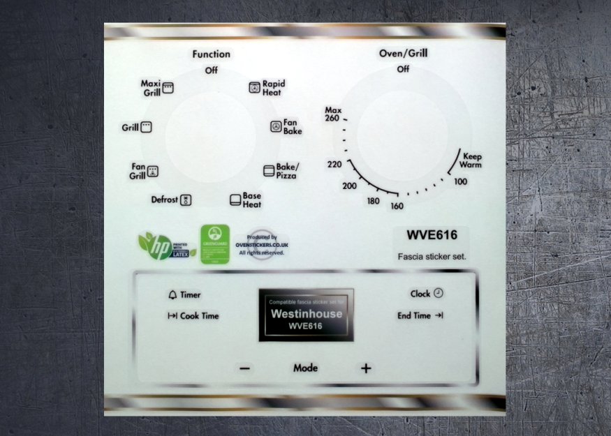 (image for) Westinghouse WVE616 compatible fascia sticker set. - Click Image to Close