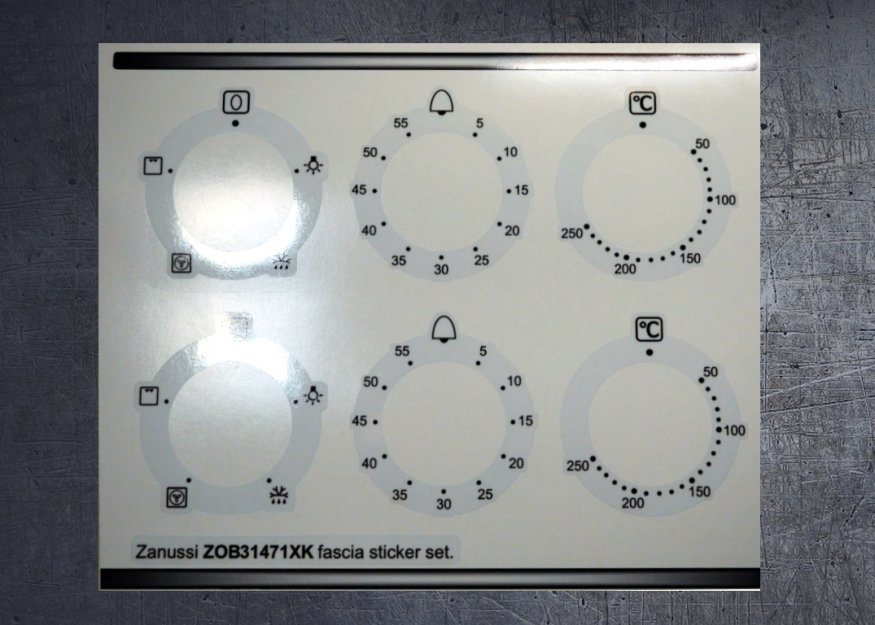(image for) Zanussi ZOB31471XK compatible panel fascia sticker set. - Click Image to Close